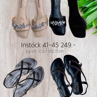 size 41-45|Luxury sandal รองเท้าแตะผู้หญิง ไซส์ใหญ่ แบบเพชรและแบบโซ่ พื้นนุ่ม
