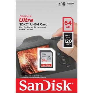 ภาพขนาดย่อของภาพหน้าปกสินค้าเมมโมรี่การ์ดSandisk SDHC 64GB/128GB 120mb Class10 U1 เมมใส่กล้อง เมมใส่โดรน พร้อมส่ง จากร้าน ftaccessory บน Shopee ภาพที่ 2