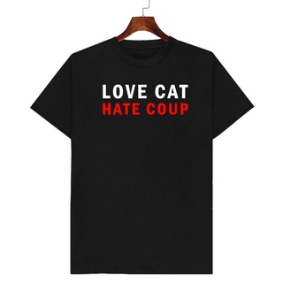 เสื้อยืดผ้าฝ้ายพิมพ์ลายเสื้อยืด LOVE CAT HATE COUP เก็บเงินปลายทาง ตรงปก 100% เสื้อยืดผู้ชาย เสื้อยืดผู้หญิง เสื้อยืด 20