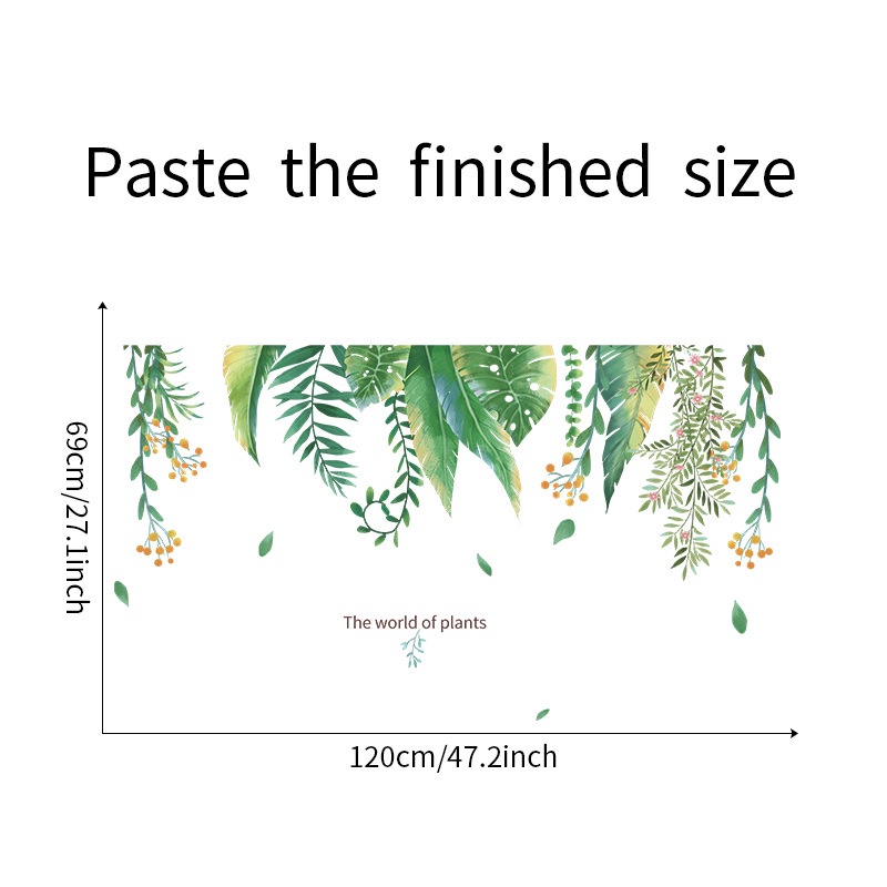 wuxiang-สติกเกอร์ติดผนัง-ลายใบไม้เขตร้อน-สีเขียว-สําหรับตกแต่งบ้าน-ห้อง