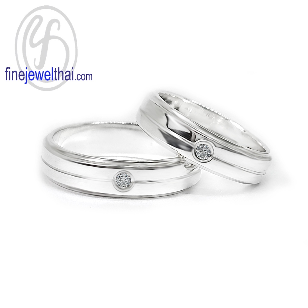 finejewelthai-แหวนเพชร-แหวนเงิน-เพชรแท้-เงินแท้925-แหวนคู่-แหวนหมั้น-แหวนแต่งงาน-couple-diamond-silver-ring-gift-set136