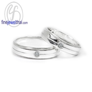 Finejewelthai-แหวนคู่-แหวนเพชร-เพชรสังเคราะห์-แหวนเงินแท้-Couple-Diamond-CZ-Silver-Ring - RC3044cz