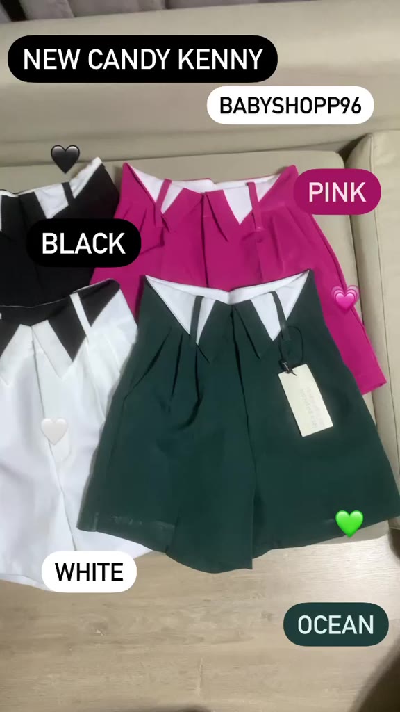 new-candy-สีชมพู-black-amp-pink-ขาสั้นเอลสูงรุ่นใหม่ล่าสุดแต่งด้วยขอบพับเพิ่มความเก๋ดูดีมีสไตล์