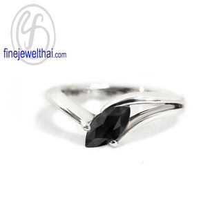 Finejewelthai-แหวนนิล-นิลแท้-แหวนพลอย-แหวนเงินแท้-พลอยประจำเดือนเกิด-Black-Spinel-Silver-Ring-Birthstone-R1100on