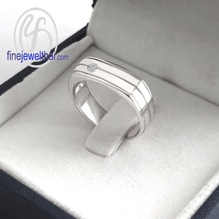 Finejewelthai แหวน-แหวนเพชร-แหวนเงินแท้-Minimal-Diamond-CZ-Silver-Ring - R1423cz (สามารถเลือกสีตัวเรือนได้)