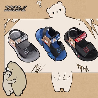 2202-1 รองเท้ารัดส้นเด็กตกแต่งด้วยลายต้าววหมีน้อยน่ารัก