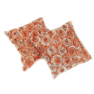 1 คู่ ปลอกหมอน ผ้าไหม ลายปักดอกกุหลาบเต็มหนึ่งด้าน ขนาด 16 X 16 นิ้ว สีส้ม-ขาว (ไม่รวมตัวหมอน)