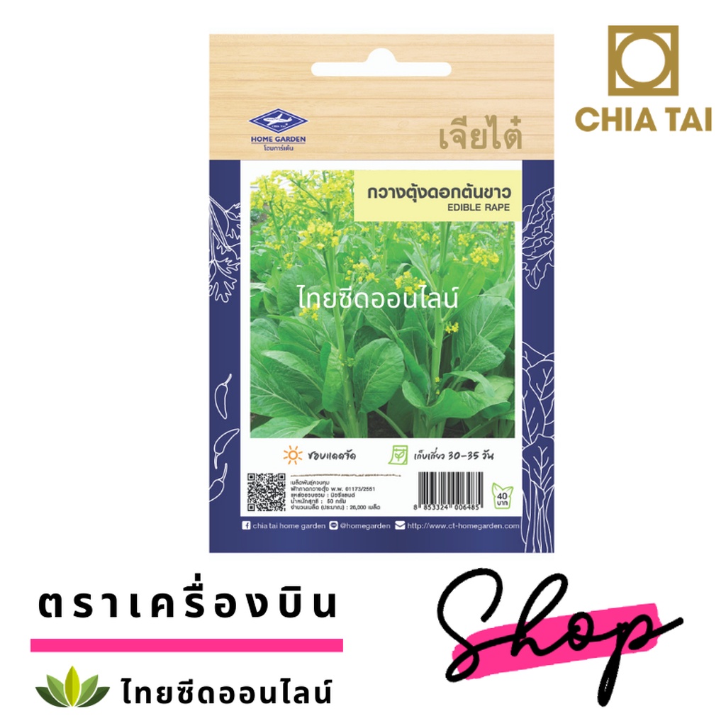 ภาพสินค้าเมล็ดพันธ์ุ กวางตุ้งดอกต้นขาว 26, 000 เมล็ด ซองจัมโบ้ เพิ่มปริมาณมากกว่า 3เท่า  ตราเจียไต๋ Edible Rape จากร้าน thaiseedonline บน Shopee ภาพที่ 3