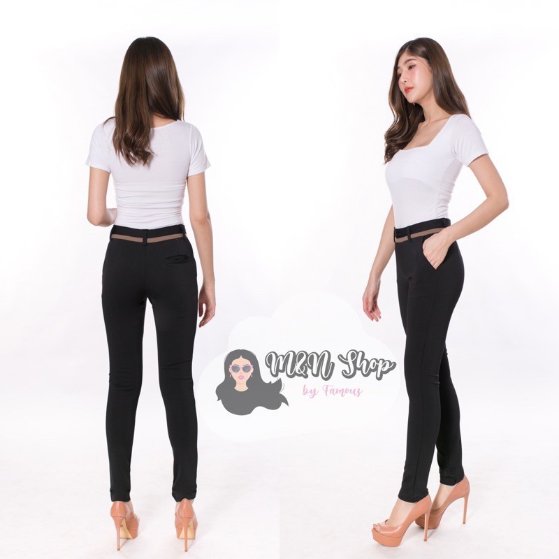 f09-กางเกงผ้าโรเซฟ-กุ้นขอบ-ขาเดฟ-เอวสูง-กางเกงทำงานแฟชั่นไซต์s-36