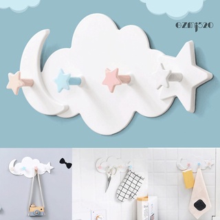 AG Wall Hook Hanger Cloud Shape Multi-purpose Plastic Star Design Hanger with 4 Hooks for Living Room