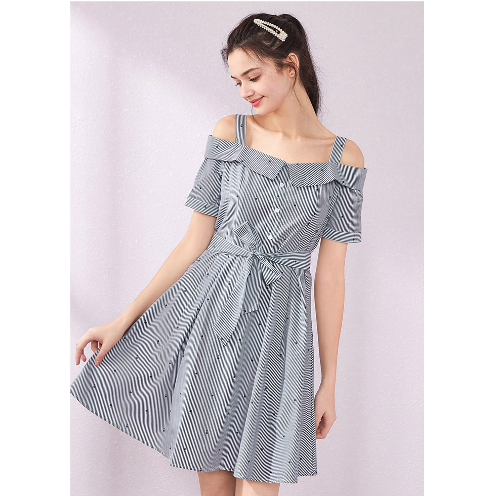 sale-พร้อมส่ง-semir-grey-pinstripe-dress