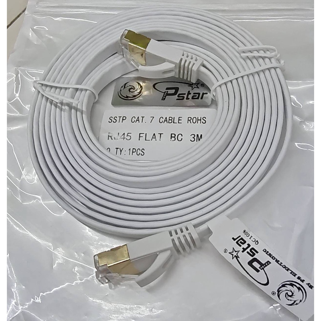 สายแลน-แคท-7-cat-7-lan-cable-สายแบน-ขนาดความยาว3m-สายนำสัญญาณใช้เชื่อมต่อกับอุปกรณ์คอมพิวเตอร์ในการรับ-ส่งข้อมูล