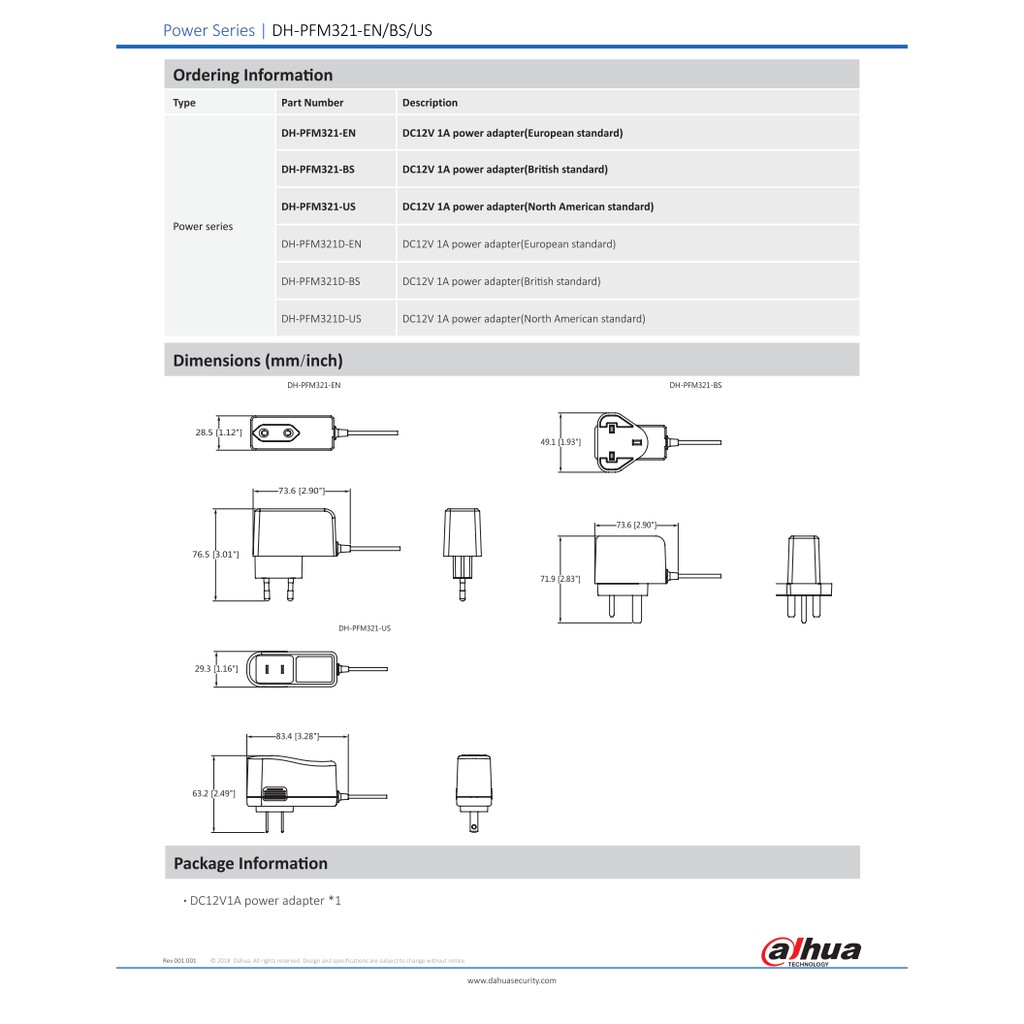 dahua-อแดปเตอร์-สำหรับกล้องวงจรปิด-12v-1a-รุ่น-dh-pfm321