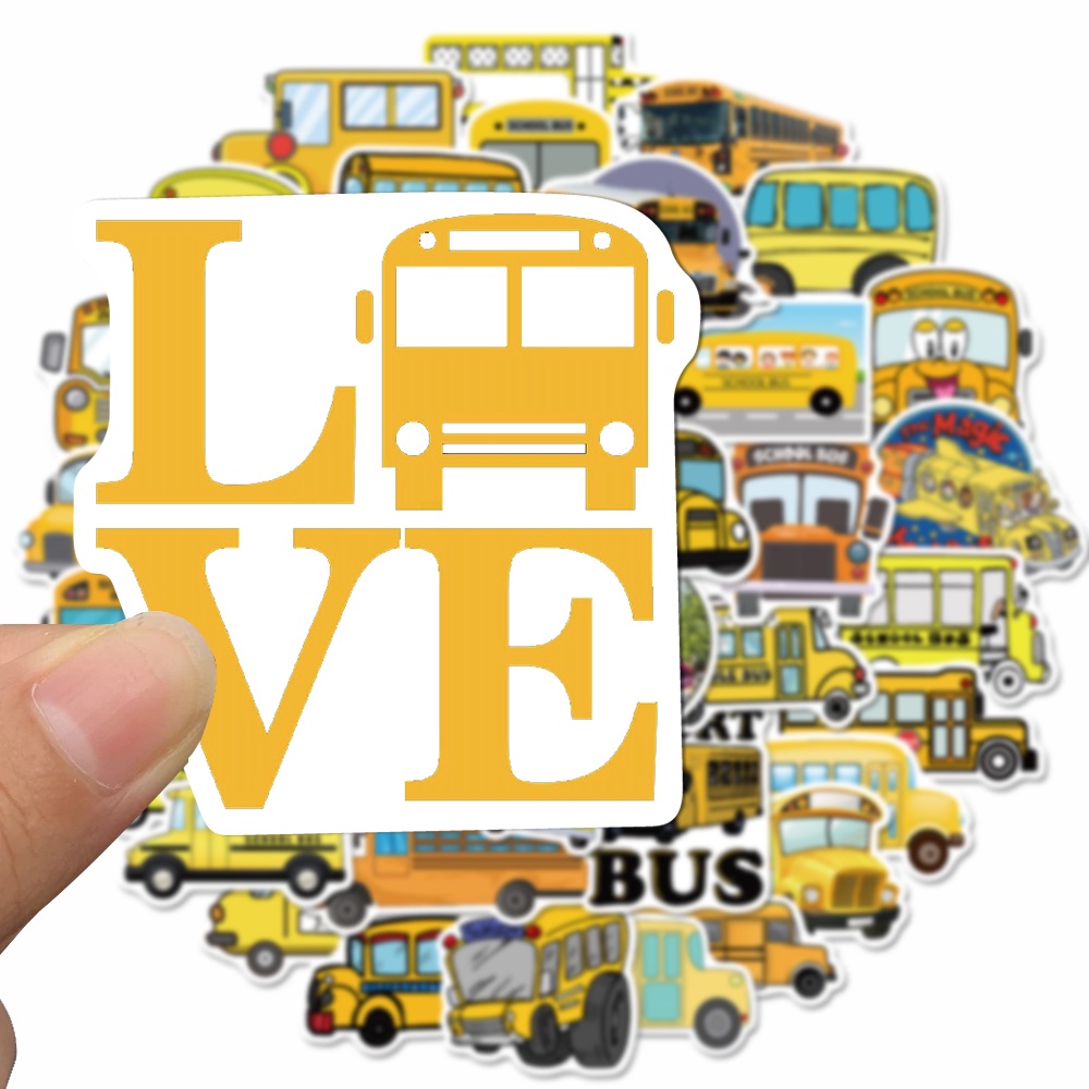 in-stock-50pcs-school-bus-cartoon-stickers-personality-fun-hand-account-stickers-box-computer-waterproof-stickers