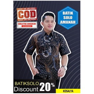 Kosalya BATIK INDONESIA BATIK เสื้อเชิ้ตแขนสั้น ผ้าฝ้าย พรีเมี่ยม ลาย BATIK SOLO สําหรับผู้ชาย