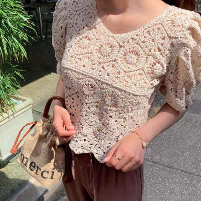 พร้อมส่ง-opal-lace-top-โอปอ-390-เสื้อลูกไม้ถักทอลายสวยมาก