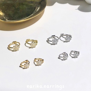 earika.earrings - White Irish flora hoop ต่างหูห่วงดอกไม้เงินแท้ เหมาะสำหรับผิวแพ้ง่าย