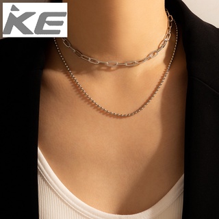 Simple Jewelry Beaded Chain Double Necklace Geometric Silver Bead Chain MultiClavicle Chain fo