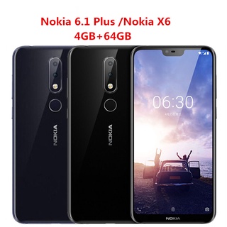 For Nokia 6.1 Plus Nokia X6 4GB 64GB 5.8 Smartphone มือถือราคาถูกๆ Snapdragon 636 Octa Core 3060mAh 16.0MP + 5.0MP กล้องลายนิ้วมือ ID ปลดล็อกโทรศัพท์มือถือ