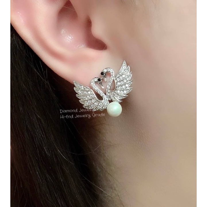 iconic-swan-pierced-earring-jackets-ต่างหู-swarovski-งานหงษ์ค่ะ-งานเพชร-cz-แท้