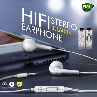 หูฟัง Heavy Bass Sound Earphone เสียงนุ่ม ใส ชัดเจน มีตัวกดปุ่มรับสายและปรับเพิ่ม/ลดระดับเสียง ยี่ห้อ Bll .