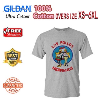 ✢▥☌XINANLIDE[XS-6XL] Oversize Breaking Bad Los Pollos Hermanos Chicken Brothers Grey Personalized cotton T-shirt