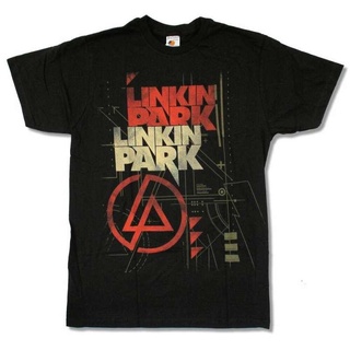 ผ้าฝ้าย 100%ROUNDHH LINKIN PARK DOUBLE LOGO LP BLACK T SHIRT NEW OFFICIAL MERCH SOFT คอกลม sizes-5xl