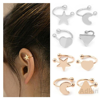 [Adkin] Creative Star Love Moon Ear Clip U Type ต่างหูสำหรับเครื่องประดับแฟชั่นผู้หญิง Cuff 392