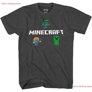 Edens Clothing Store 2021 Minecraft Boys Video Game T-Shirt - Black And Green Creeper Face - Official Shirt เสื้อยืดพิม