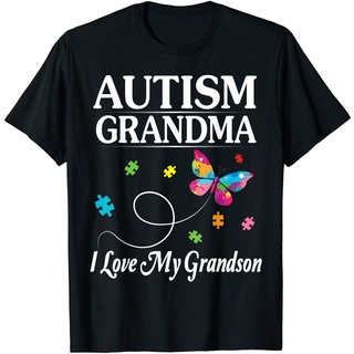 เสื้อเชิ้ต พิมพ์ลายกราฟฟิคผีเสื้อ Autism Grandma I Love My Grandson