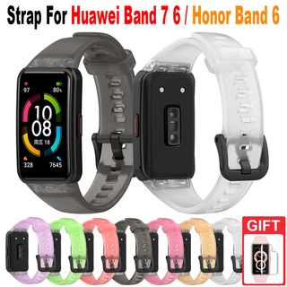 สายนาฬิกาข้อมือซิลิโคน แบบใส อุปกรณ์เสริม สําหรับ Huawei Band 6 7 Honor Band 6