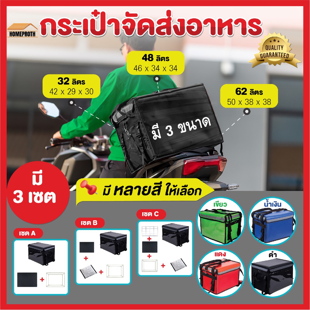 ภาพหน้าปกสินค้าพร้อมส่งHomeproth/ กล่องส่งอาหาร กระเป๋าส่งอาหาร กระเป๋าเก็บความร้อน กล่องส่งอาหารแ กระเป๋าส่งอาหารdelivery