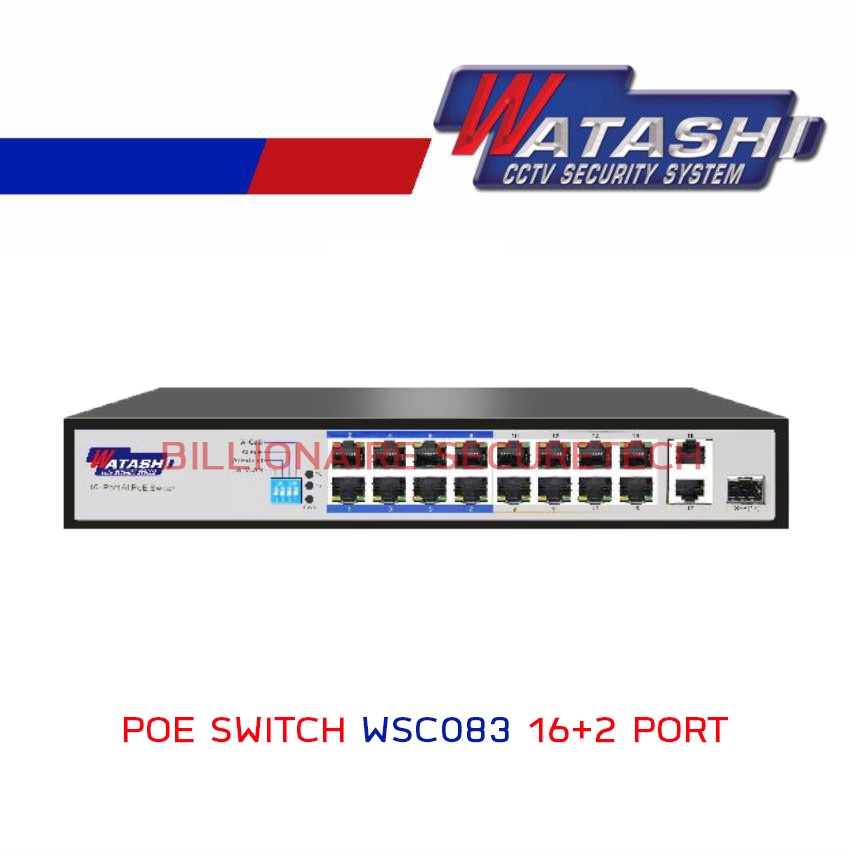 watashi-poe-switch-16port-aipoe-2ge-1sfp-uplink-รุ่น-wsc083-10-100-100mbps-by-billionaire-securetech