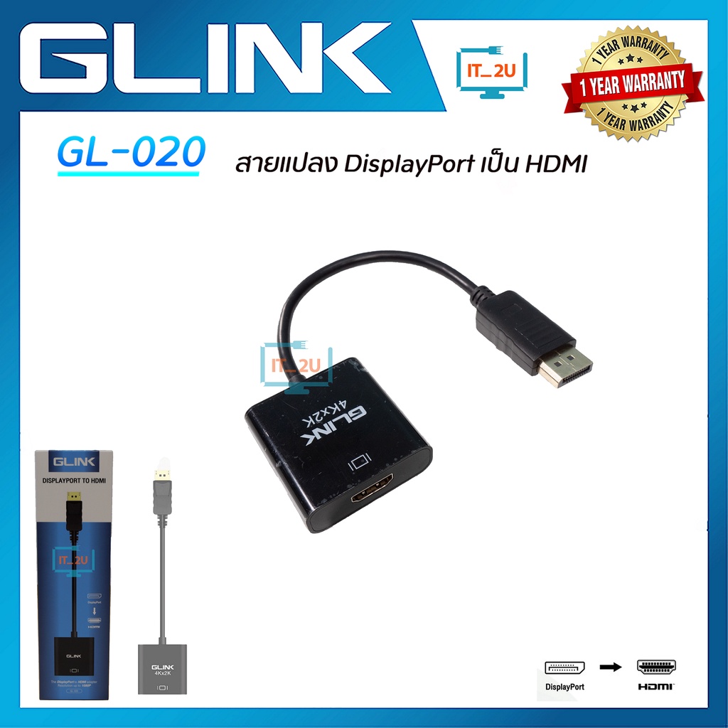 Adaptador DisplayPort a HDMI 4K Glink GL-020