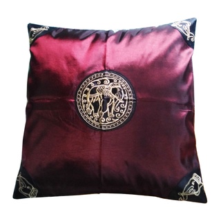 A40-Thai Silk Pillow Covers ปลอกหมอนอิง ไหมไทยลายช้าง 16×16 นิ้ว 1 ใบ