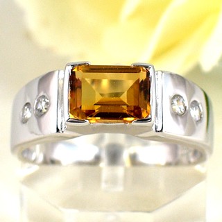 💎S1059 แหวนพลอยแท้ แหวนเงินแท้ชุบทองคำขาว พลอยซิทรินแท้ 100%