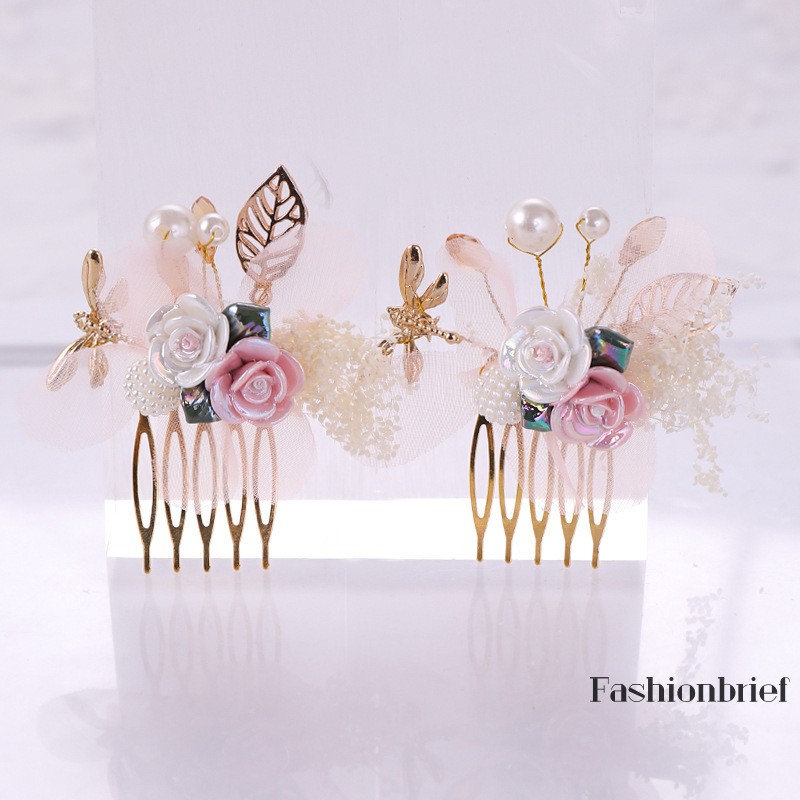 elegant-pink-white-pearl-crystal-hair-comb-gold-leaf-tiara-headpiece-wedding-bride-hair