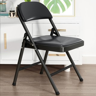 เก้าอี้เหล็กสีดำเบาะหนัง เก้าอี้กินข้าว พับได้ ยางหุ้มที่ขา  รับน้ำหนัก 100kg chair  convincing6