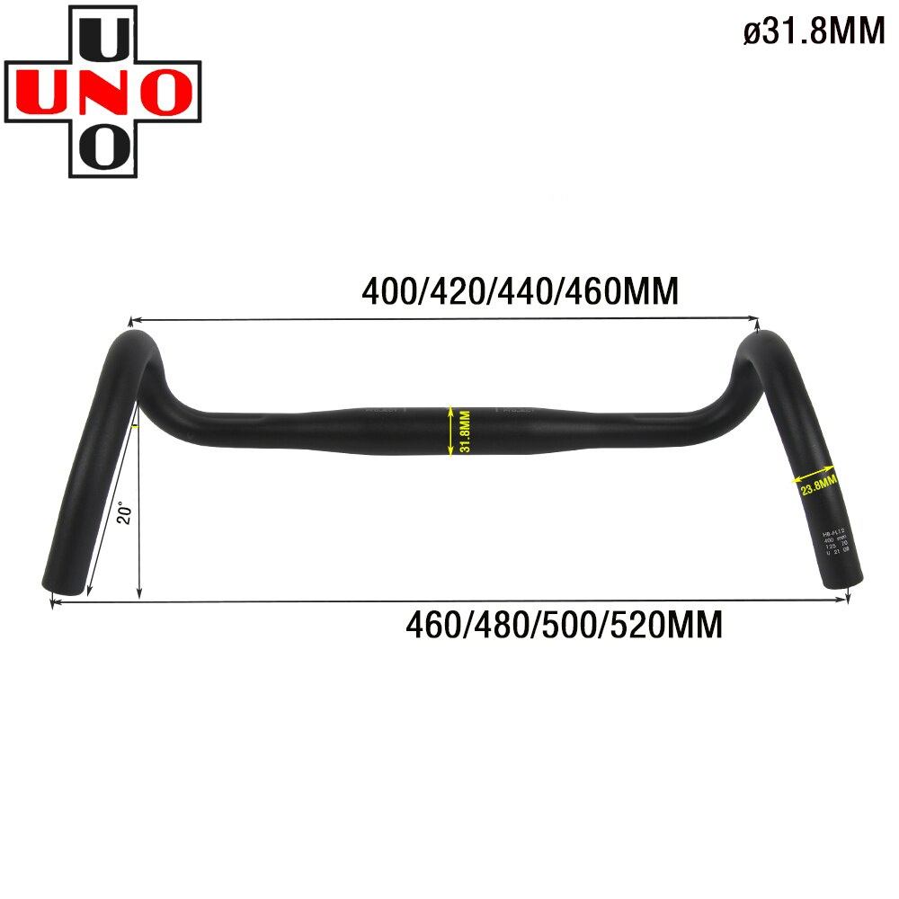 uno-hb-fl12-แฮนด์บาร์จักรยาน-อะลูมิเนียมอัลลอย-31-8-400-420-440-สีดํา-สีเงิน