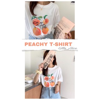 🍑 Peachy T-Shirt 🍑 พร้อมส่งเสื้อยืดสไตส์เกาหลีนำเข้า สกรีนลายลูกพีช