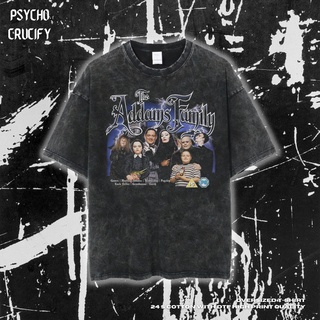 เสื้อยืดโอเวอร์ไซส์เสื้อยืด ขนาดใหญ่ พิมพ์ลาย Psycho Crucify The Addams Family | หินล้างทําความสะอาด | เสื้อยืด พิมพ์ลาย