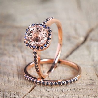 ที่ขายดีที่สุด 18 พัน Rose Gold Plated Topaz แหวนแฟชั่นยุโรปและอเมริกาสีดำเพทายแหวนแต่งงาน de2-3583