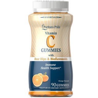 Puritans Pride Vitamin C Gummies with Rose Hips & Bioflavonoids 90เม็ด