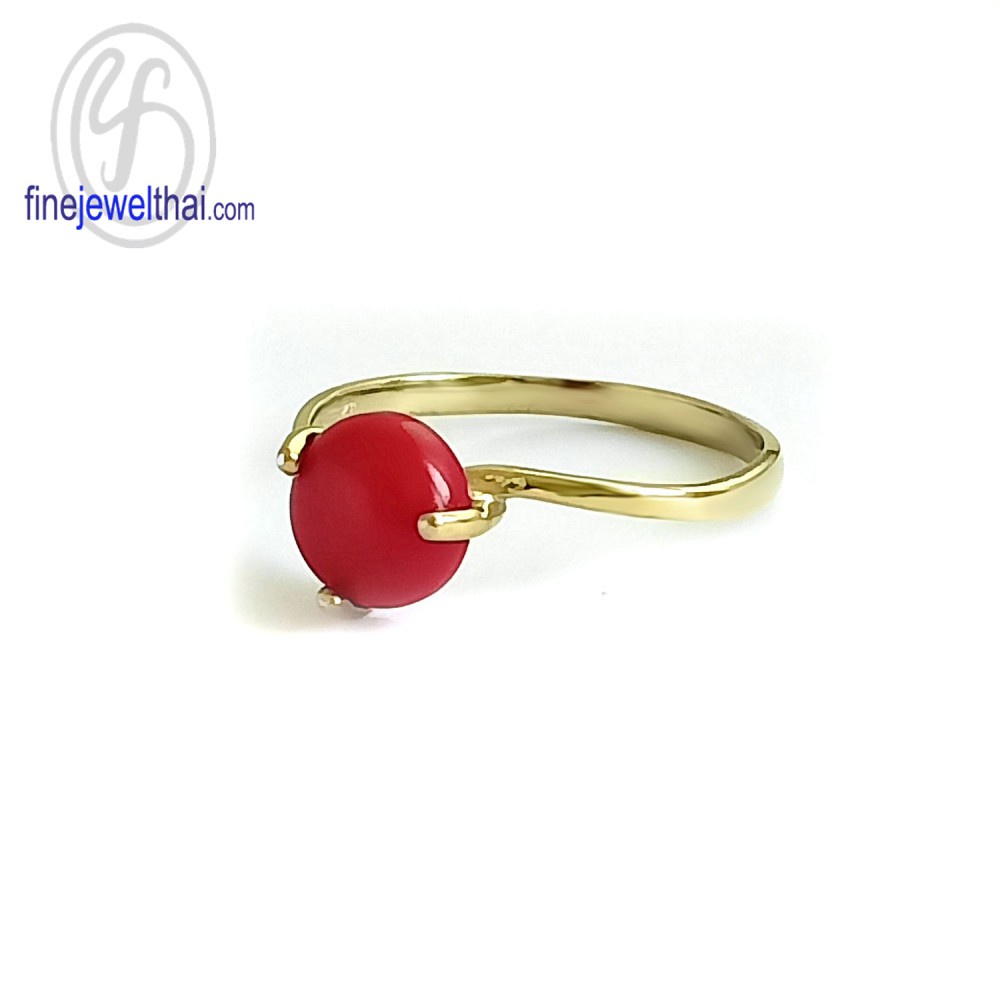 finejewelthai-แหวนประการัง-แหวนเงินแท้-ชุบทอง-coral-silver-gold-ring-r1016cr-g