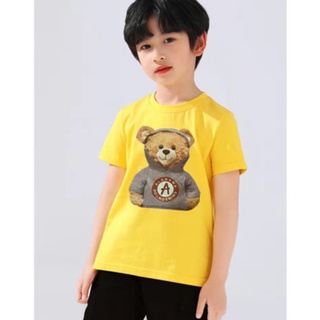 Babykidsเสื้อยืดคอตอน100%ลายหมีตัวเสื้อยือเด็กผู้ชายเสื้อเด็กผู้ชาย