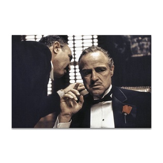 โปสเตอร์ผ้าใบ พิมพ์ลาย Godfather Movie Godfather Marlon Brando Gangster สไตล์คลาสสิก สําหรับตกแต่งห้องนั่งเล่น