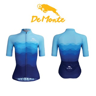 Demonte cycling เสื้อจักรยาน DE062 Retro blue สำหรับผู้หญิง เนื้อผ้า Microflex Super lightweight
