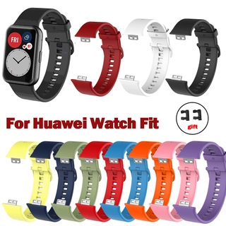 สายรัดข้อมือซิลิโคนสำหรับ Huawei Watch Fit ฟิตเนสสมาร์ทวอทช์สายรัดข้อมือแบบกันน้ำ