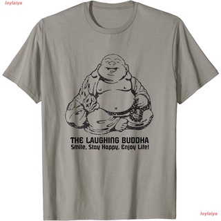 The Laughing Fat Buddha T-shirt Smile Stay Happy Enjoy Life เสื้อยืดผู้ชาย ลายการ์ตูนพิมพ์ลายเสื้อลายการ์ตูนผู้หญิง เสื้
