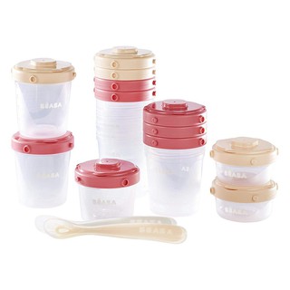 Diet products FOOD CONTAINER SET BEABA 60ML/120ML/200ML PINK 12PCS Mother and child products Home use ผลิตภัณฑ์การทานอาห